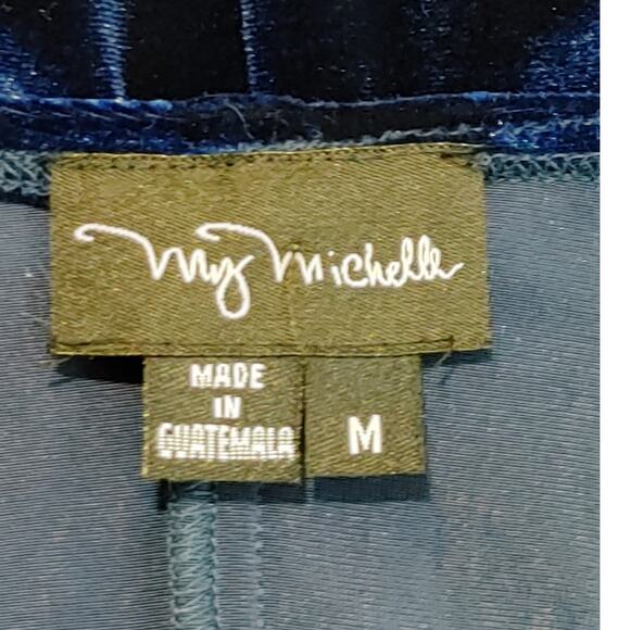 My Michelle Velvet Maxi Dress Sleeveless Square Neck High Slit Blue Womens M - Picture 3 of 9